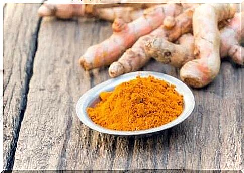 Bowl with powdered turmeric