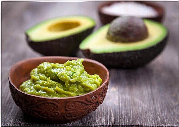 Bowl with carrot and avocado 