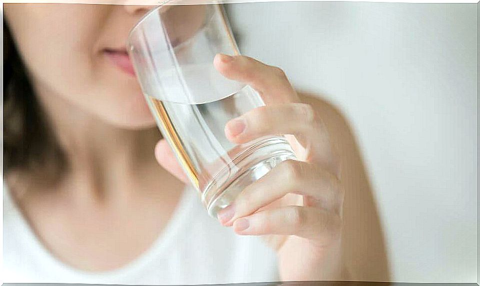 woman drinks water