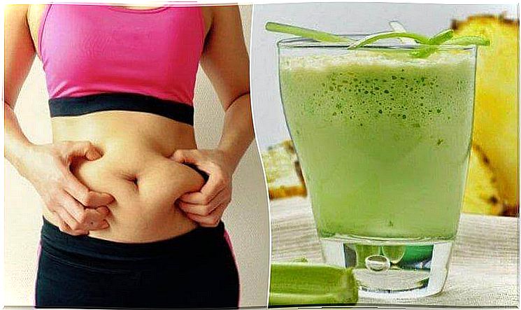 A smoothie with pineapple and celery to lose weight