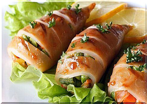 juicy stuffed squid