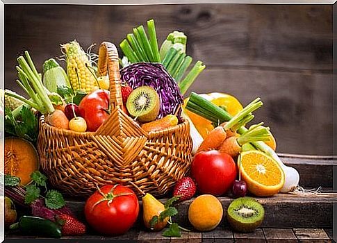 Basket full of healthy food