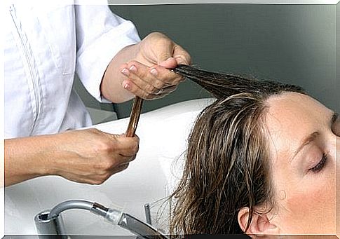 Woman getting scalp massage