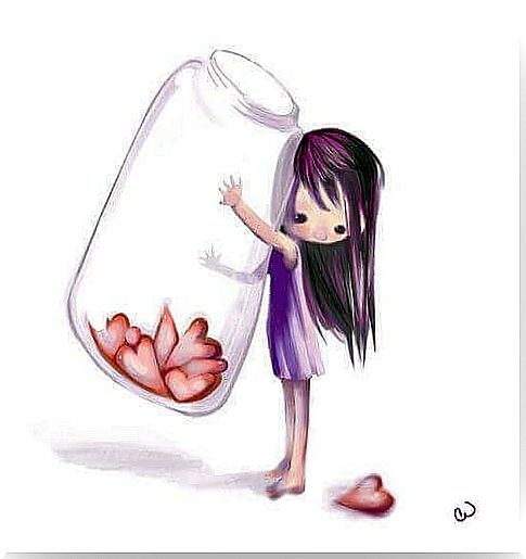 girl with pot of hearts