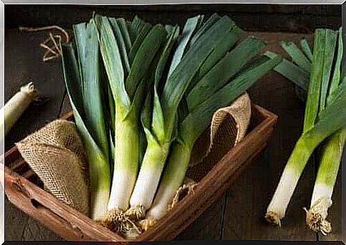 Leek stuffed with cheese and ham