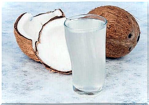 Coconuts and a glass of coconut water