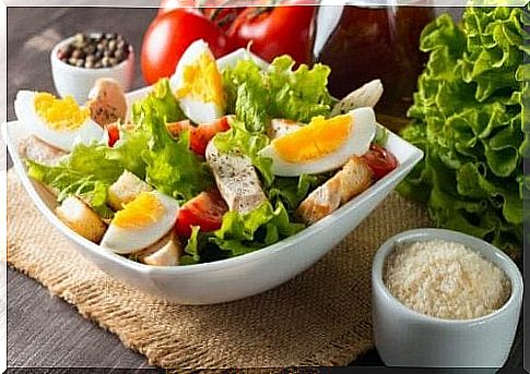 Three delicious salads with egg