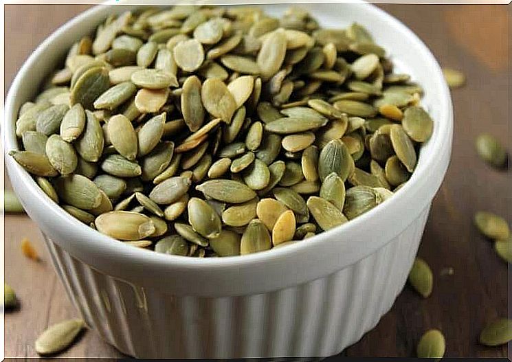 A bowl of pumpkin seeds