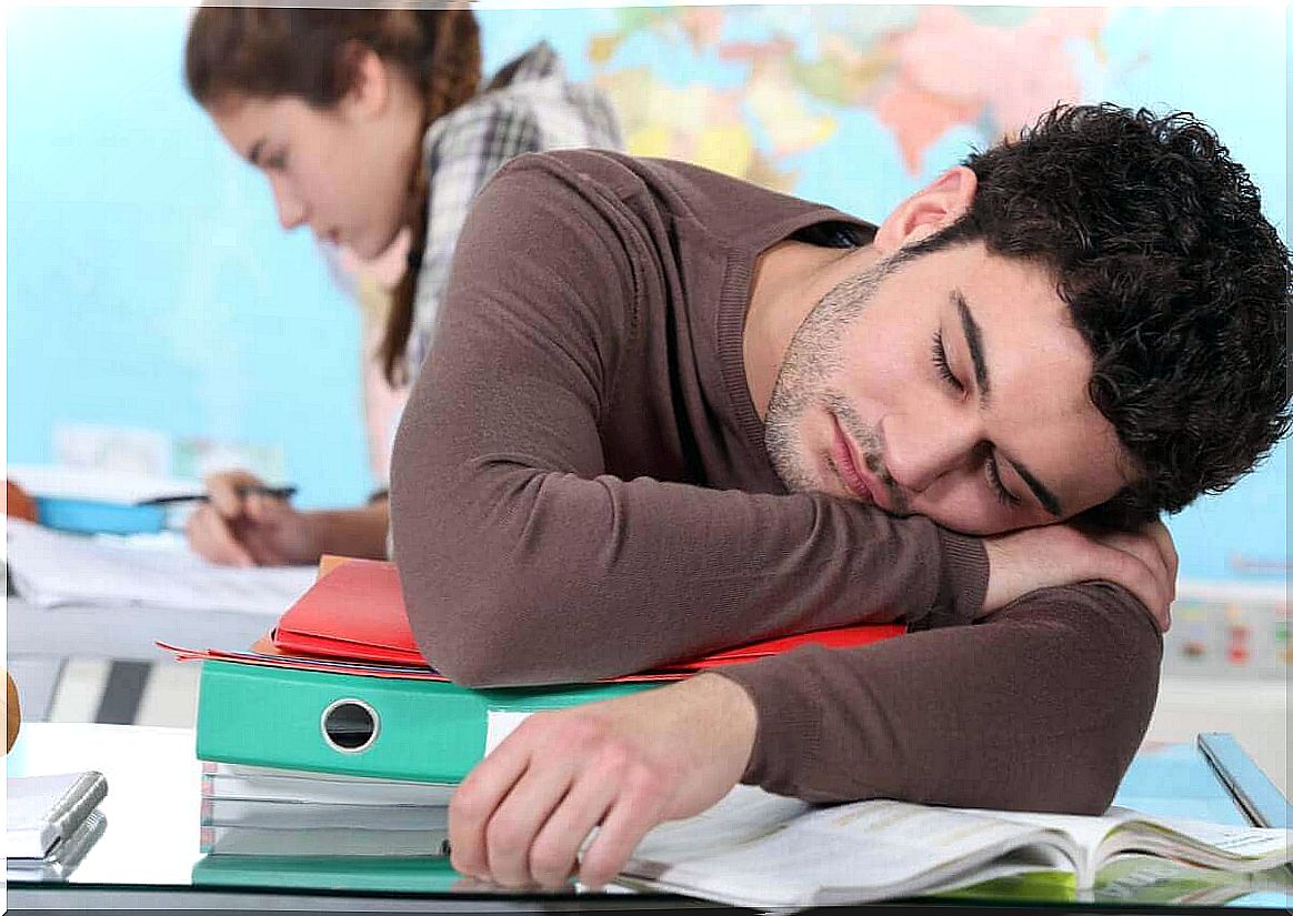 Man fell asleep while studying